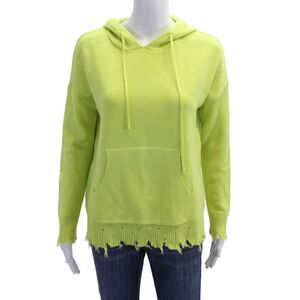 Decker Women Pullover Hoodies Green Drawstring Long Sleeve Solid Size S